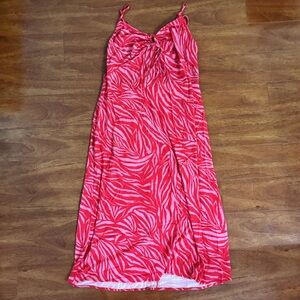 H&M Pink Strappy Zebra Print Long Dress